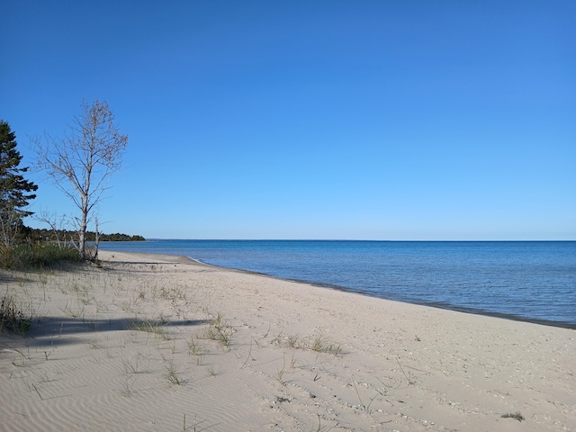 property view of water featuring a beach view