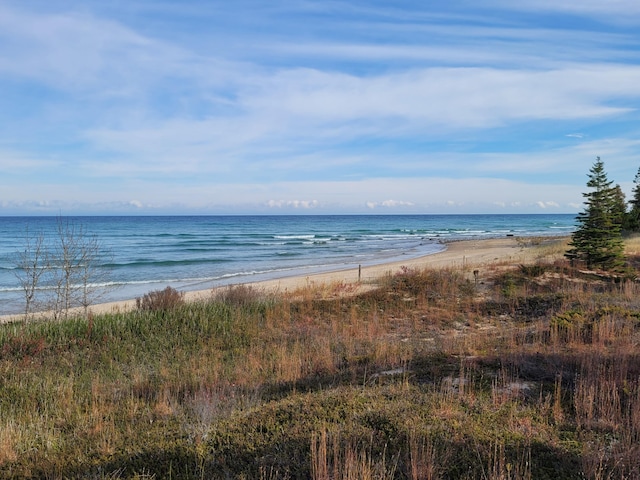 view of water feature featuring a view of the beach