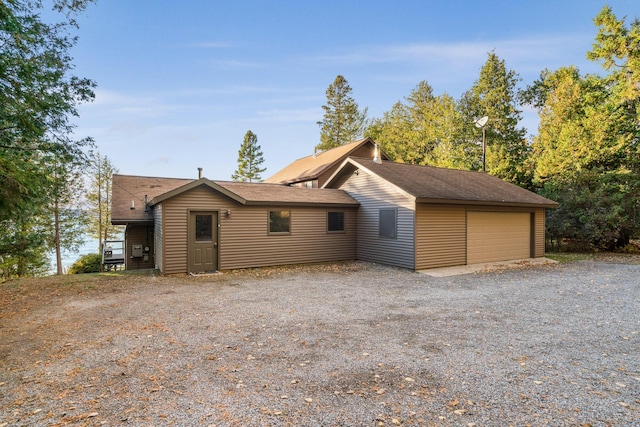 exterior space with a garage