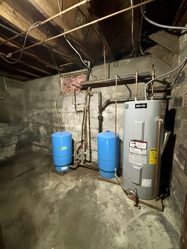 utility room with water heater