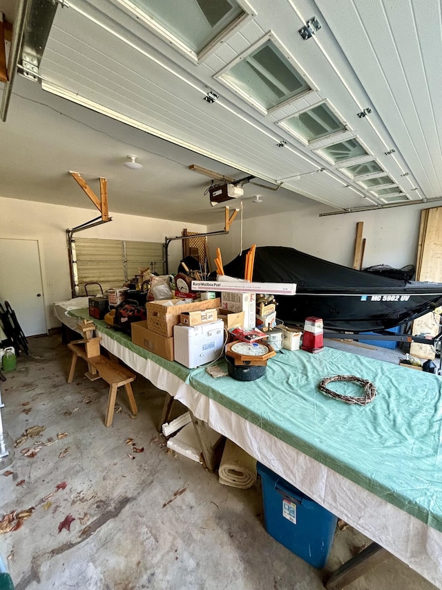 garage with a garage door opener