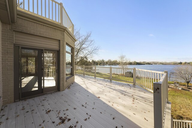 deck with a water view