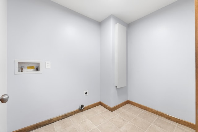 laundry room with hookup for a washing machine, baseboards, hookup for an electric dryer, and laundry area