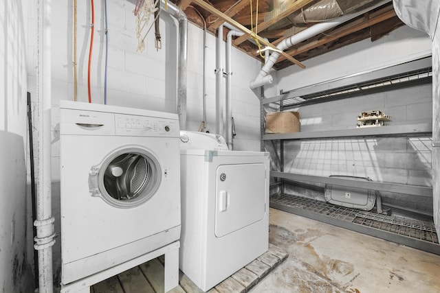 laundry room with independent washer and dryer and laundry area