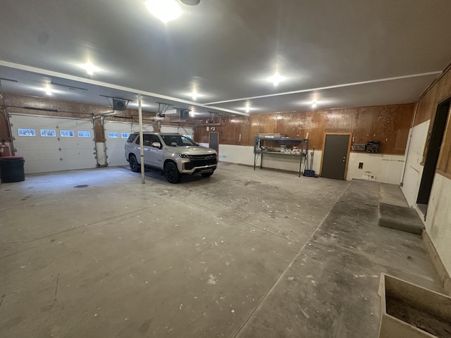 garage with a garage door opener