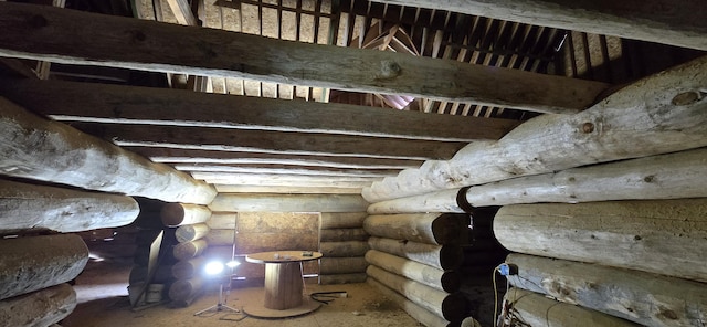 room details featuring rustic walls