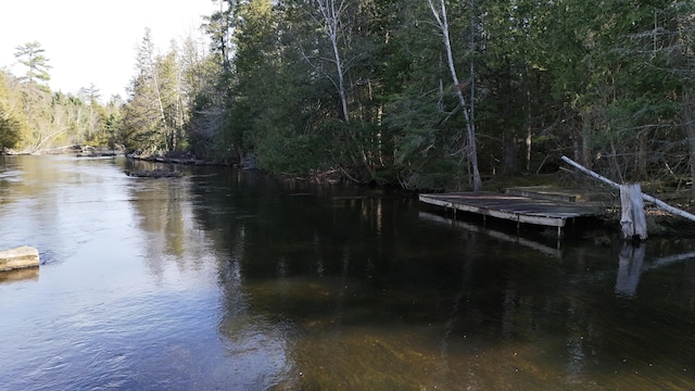 property view of water featuring a forest view