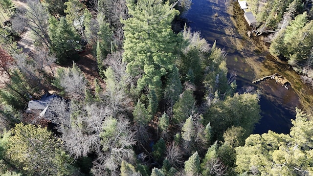 bird's eye view featuring a forest view