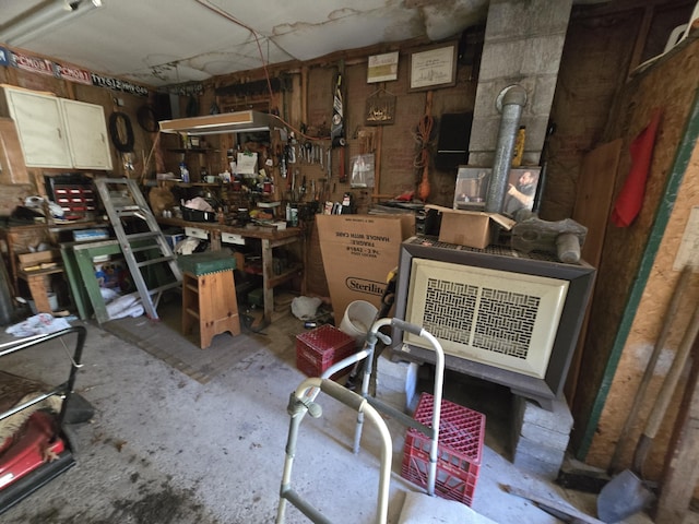 basement featuring a workshop area