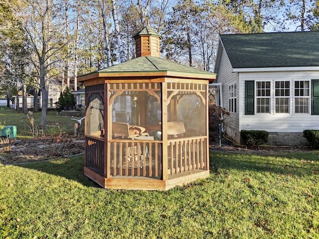 view of yard with a gazebo