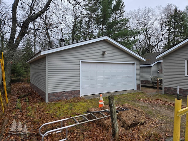 view of detached garage