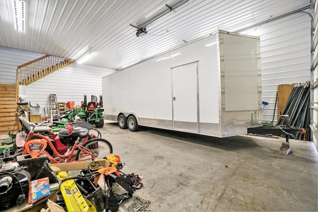 garage featuring metal wall