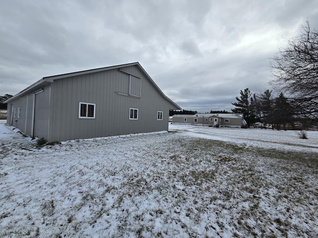 view of snow covered property