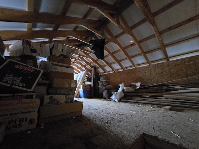 view of unfinished attic