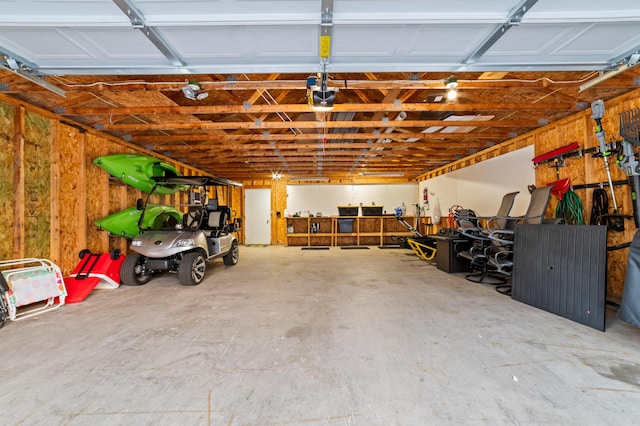 garage with a garage door opener