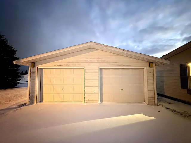 view of detached garage