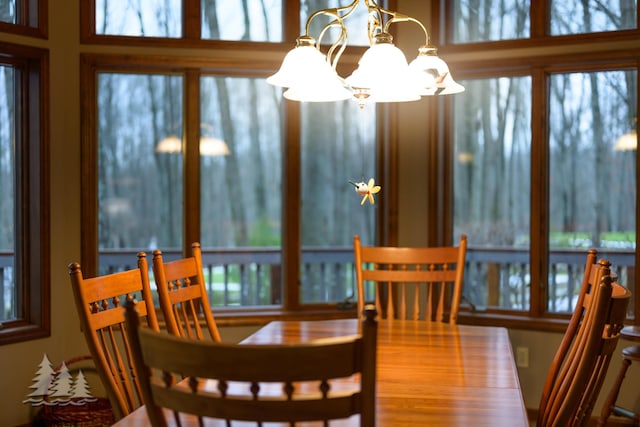 dining area with a chandelier