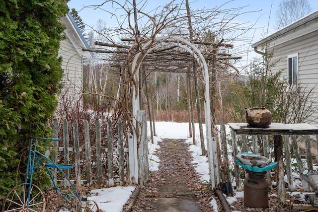 view of yard covered in snow