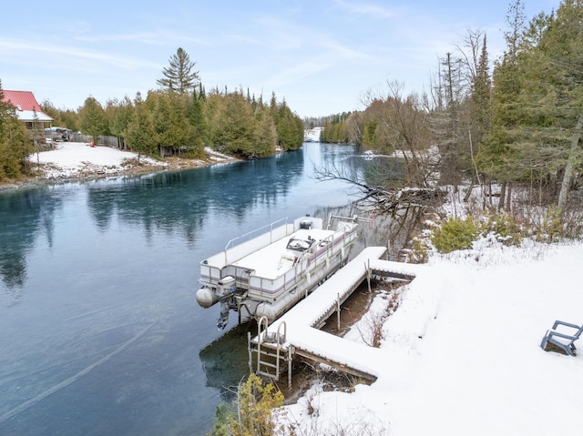 view of dock featuring a water view