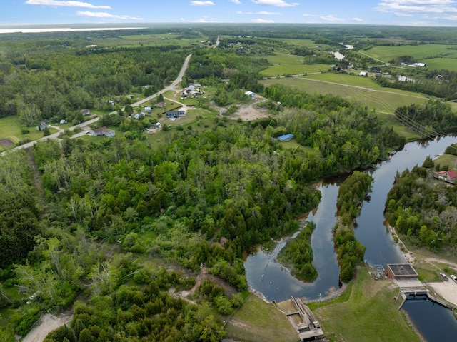6626 Varonica Ln, Cheboygan, MI 49721 - aerial view of property and surrounding area with a large body of water, a heavily wooded area, and rural landscape