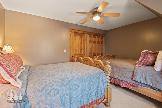 bedroom with carpet and ceiling fan