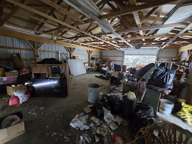 garage featuring metal wall