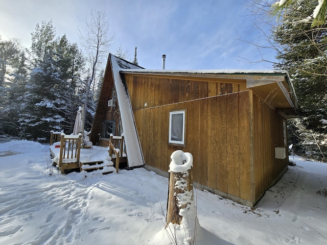 view of snow covered exterior