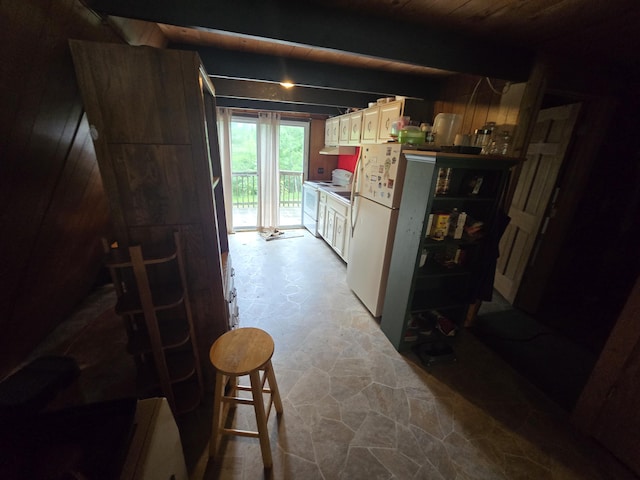 2709 Timberlane Trl, Grayling, MI 49738 - corridor with stone flooring and wooden ceiling