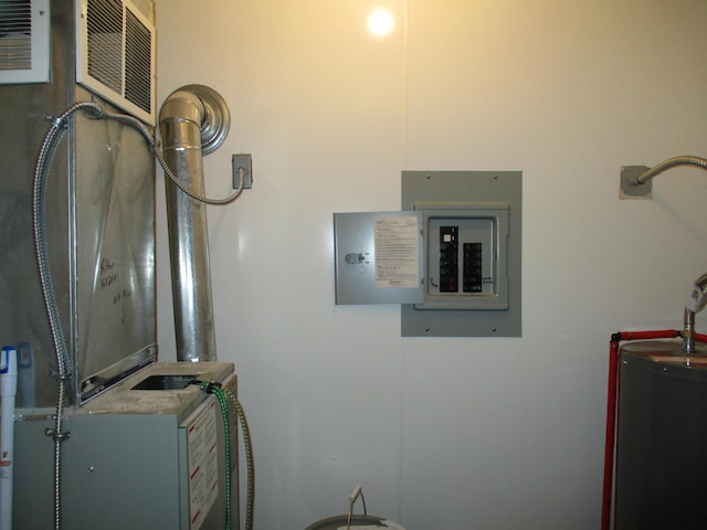 utilities with electric panel and water heater