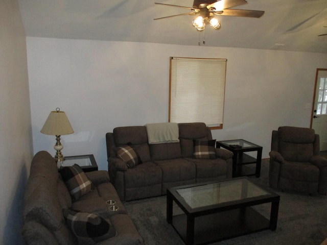 living room with ceiling fan