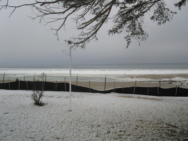 water view featuring fence