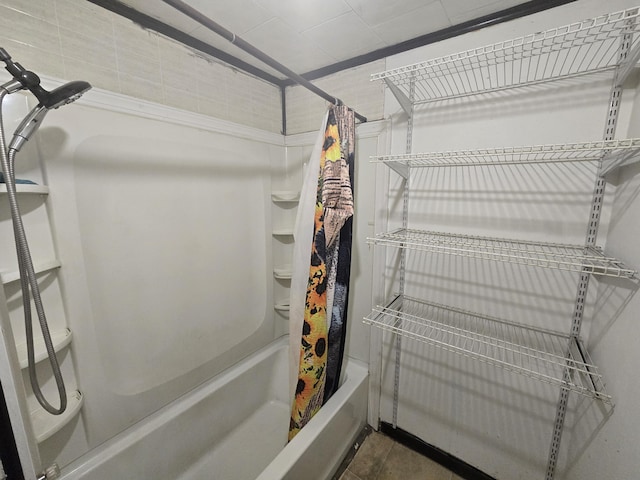interior space with shower / bath combo
