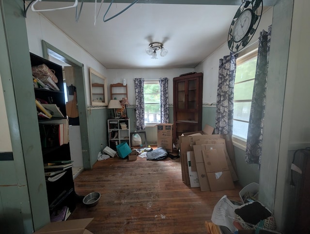 dining area with wood finished floors