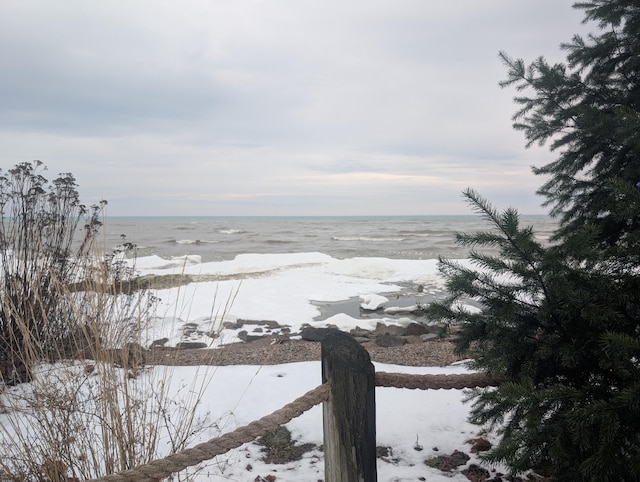 property view of water with a beach view