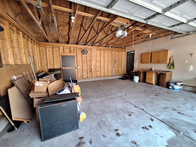 garage with a garage door opener