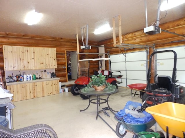 garage with a garage door opener