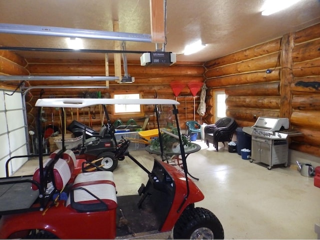 garage with a garage door opener