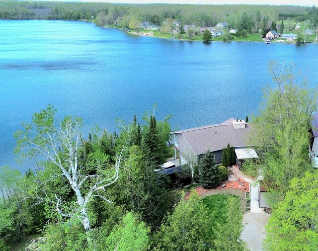 5560 Chestnut Dr, Cheboygan, MI 49721 - aerial view of property and surrounding area featuring a large body of water