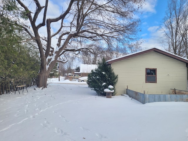 view of snow covered exterior