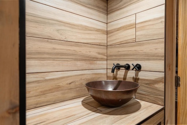 room details featuring a sauna and a sink