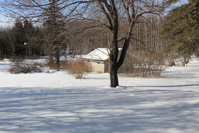 view of yard covered in snow