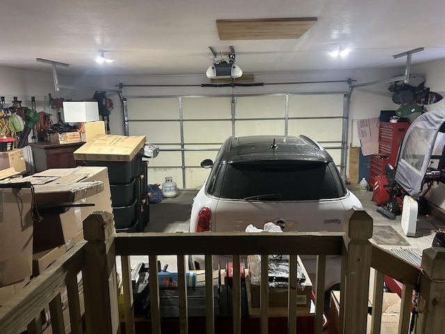 garage with a garage door opener