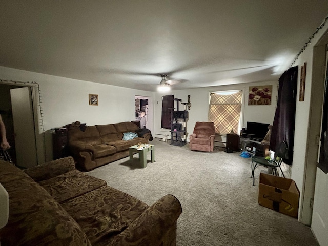 living area featuring carpet floors