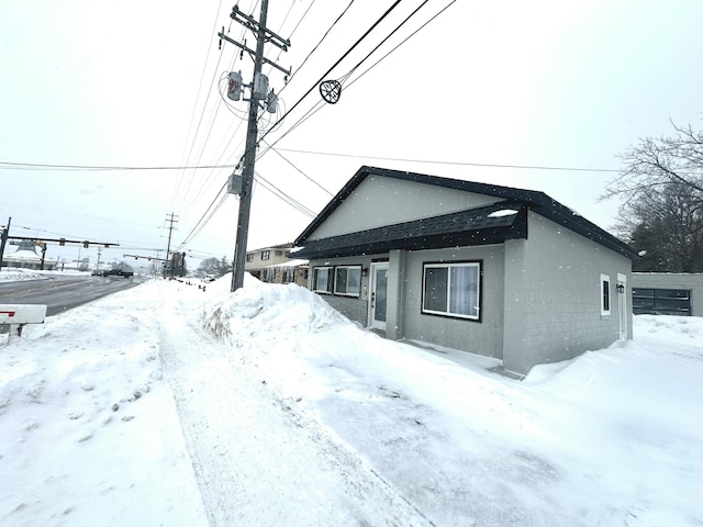 view of snow covered exterior