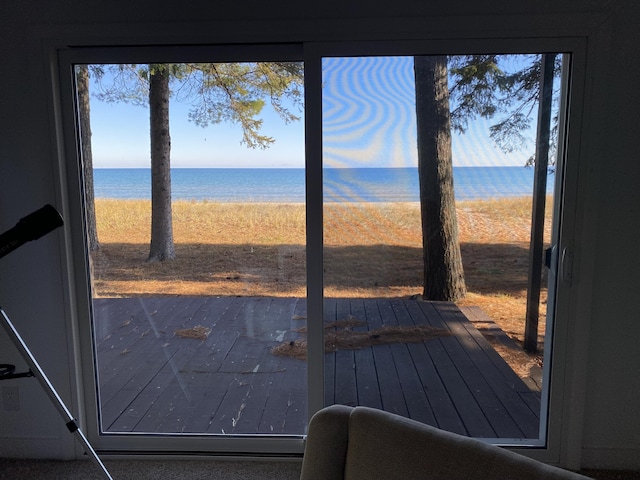 doorway with a water view