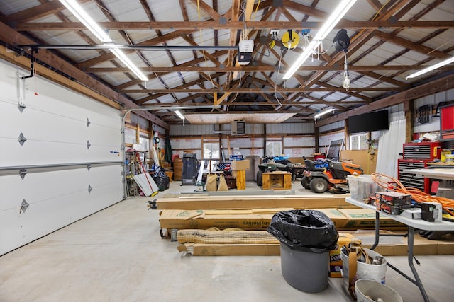 garage with metal wall