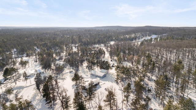 birds eye view of property with a forest view