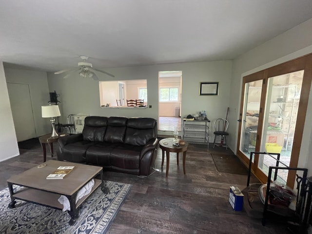 8598 N Sherman Rd, Frederic, MI 49733 - living area featuring a ceiling fan and wood finished floors