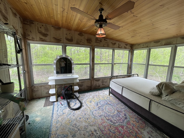 8598 N Sherman Rd, Frederic, MI 49733 - bedroom with multiple windows, vaulted ceiling, and wood ceiling