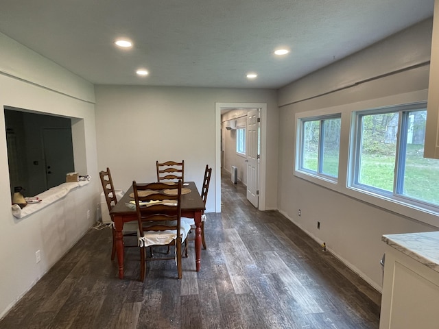 8598 N Sherman Rd, Frederic, MI 49733 - dining area featuring dark wood-style flooring, recessed lighting, and baseboards